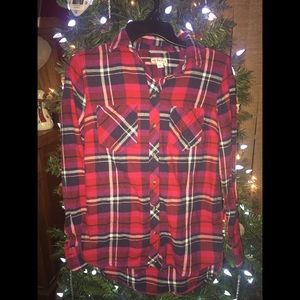 EUC MERONA RED NAVY & WHITE FLANNEL SHIRT SZ SM
